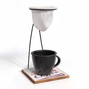 MINI COADOR DE CAFÉ C/CANECA 90ML MAD PRETO