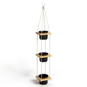SUPORTE SUSPENSO TRIPLO 15 CM COM 3 VASOS 11 CM - MADEIRA