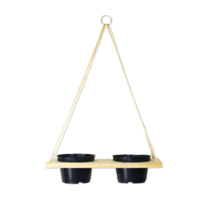 SUPORTE SUSPENSO 30 CM COM 2 VASOS 11 CM - MADEIRA